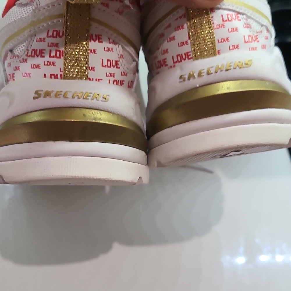 Skechers White Sneakers with Red Lining and Gold Accents - Picture 7 of 7